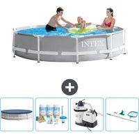 Schwimmbecken mit rundem Prismenrahmen – 305 x 76 cm – Grau – im Lieferumfang enthalten Accessoire CB65 - Intex von Intex