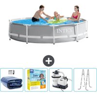 Schwimmbecken mit rundem Prismenrahmen – 305 x 76 cm – Grau – im Lieferumfang enthalten Accessoire CB71 - Intex von Intex