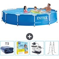Schwimmbecken mit rundem Rahmen – 366 x 76 cm – Blau – im Lieferumfang enthalten Accessoire CB71 - Intex von Intex
