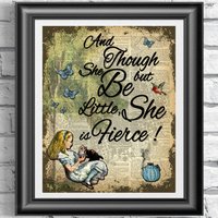 Alice Im Wunderland Buchseite Kunst Wanddeko. Alter Buchdruck Shakespeare Zitat Heftig. Handgemachtes Lexikon Für Die Wand von IntheFrameShop