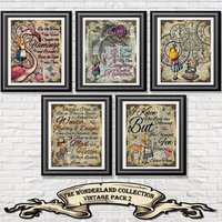 Alice Im Wunderland Print Alice 5Er Set, Zitate Wand Kunstdrucke, Geschenkset, Wanddekor, Bester Freund Geschenk von IntheFrameShop