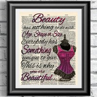 Beauty Selbstbewusstsein Glamour Zitat Auf Alter Lexikonseite. Wanddekor 200x300 Vintage Altem Papier Wandbehang Schlafzimmer Badezimmer von IntheFrameShop