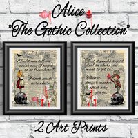 Gothic Steampunk Kunstdruck Auf Alter Lexikon Buchseite. Alice Im Wunderland Und Verrückter Hutmacher Wanddeko. Poster 8x10 Dunkles Thema von IntheFrameShop