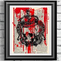Kunstdruck Auf Alter Lexikonseite Totenkopf Und Krone. Gothic Steampunk Wörterbuch Kunstwerk. Wandbehang Mit Gothic-Motiv. Wandtattoo Vintage von IntheFrameShop