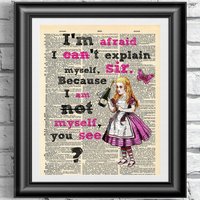 Kunstdruck Auf Alter Wörterbuchseite Alice Im Wunderland Upcycled Original Print Lexikon Tipsy Witziges Zitat von IntheFrameShop