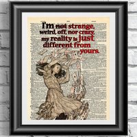 Kunstdruck Auf Wörterbuchseite Alice Im Wunderland. Inspirierendes Zitat-Kunstwerk Recycelten Materialien. Wandkunst Print Vintage Alice von IntheFrameShop