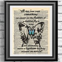 Originalkunstdruck Auf Antiker Lexikonseite. Ein Blauer Schmetterling Mit Zitat Vintage-Buchseite. Wanddekor Inspirierend von IntheFrameShop