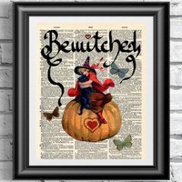 Verzauberte Kunst Lexikon Druck. Zeichnung Auf Alter Lexikonseite. Vintage Wandbehang Hexe Und Katze. Upcycled Media-Halloween-Geschenk Verzauberte Kunst Lexikon Druck. Zeichnung Auf Alter Lexikonseite. Vintage Wandbehang Hexe Und Katze. Upcycled Media-Halloween-Geschenk von IntheFrameShop