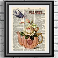 Wörterbuch Kunstdruck Auf Alter Buchseite. Vintage Tee Kunstdruck, Upcycled Bild. Lexikon. Muttertagsgeschenk von IntheFrameShop
