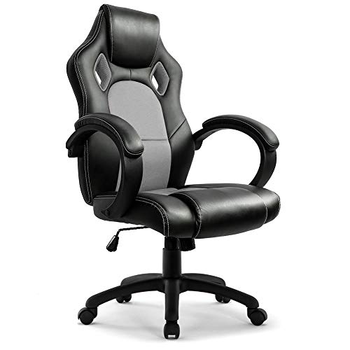 Intimate WM Heart Gaming Stuhl Bürostuhl Gamer Stuhl Drehstuhl Computerstuhl Arbeitsstuhl Schreibtischstuhl Ergonomischer Stuhl Rennstuhl Lederstuhl PC Racing Gaming Stuhl Chefsessel Grau von IntimaTe WM Heart