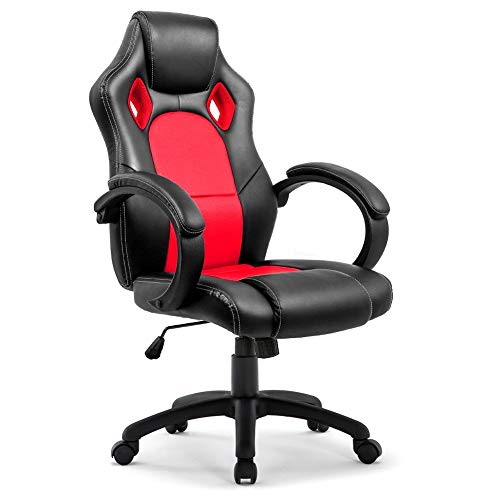 IntimaTe WM Heart Gaming Stuhl, Hoch Rücken Ergonomischer PU Leder Bürostuhl, Racing Sportsitz Gaming Drehstuhl Computer Schreibtisch Sportsitz Gaming Schreibtischstuhl Büro Chefsessel Kunstleder (Rot) von IntimaTe WM Heart