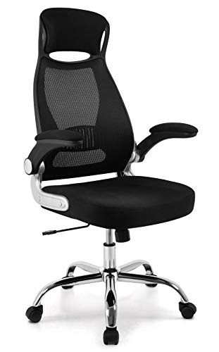 IntimaTe WM Heart Bürostuhl Ergonomisch, Schreibtischstuhl mit Klappbare Armlehnen, Chefsessel mit Integrierter Kopfstütze Computerstuhl,Drehstuhl Wippfunktion, 64 x 64 x 127.5cm (Schwarz) von IntimaTe WM Heart
