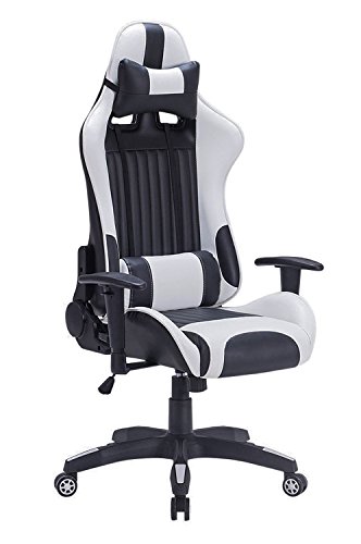 IntimaTe WM Heart Gaming Stuhl, Racing Gamer Stuhl mit Kopfstütze und Lordosenstütze, Ergonomischer Computerstuhl, Bürostuhl mit Hoher Rückenlehne, Drehstuhl Kunstleder PU Sportsitz (Weiß) von IntimaTe WM Heart