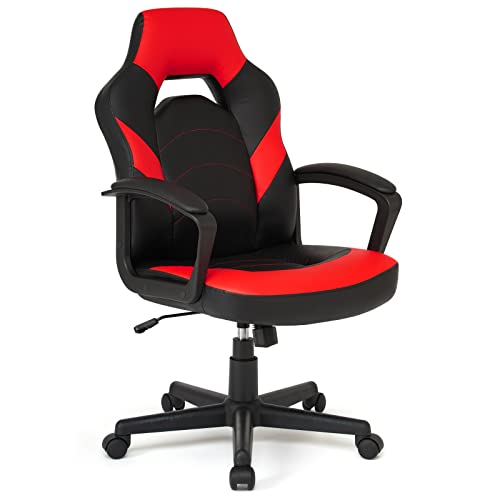 IntimaTe WM Heart Gaming Stuhl, Schreibtischstuhl für Erwachsene, Gamer Stuhl mit Armlehnen, Ergonomischer Bürostuhl aus hochwertigem Leder, 48 x 50 x 115cm (Rot) von IntimaTe WM Heart