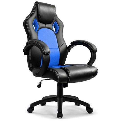 IntimaTe WM Heart Gaming Stuhl Bürostuhl Gamer Stuhl Drehstuhl Computerstuhl Arbeitsstuhl Schreibtischstuhl Ergonomischer Stuhl Rennstuhl Lederstuhl PC Racing Gaming Stuhl Chefsessel Blau von IntimaTe WM Heart