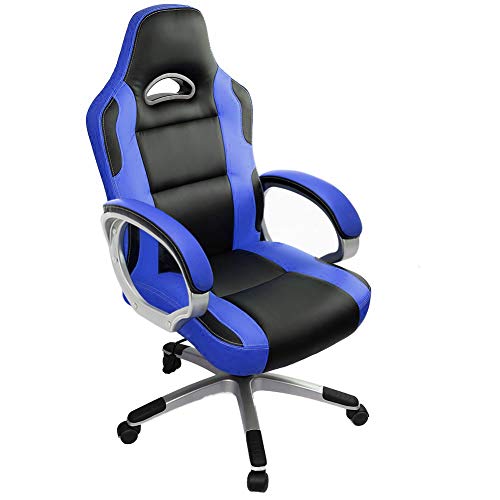 IntimaTe WM Heart Racing Stuhl Bürostuhl Gaming Stuhl Ergonomie Konferenz Stuhl Schreibtischstuhl mit Rückenlehne, Wippfunktion, Höhenverstellung , Blau von IntimaTe WM Heart