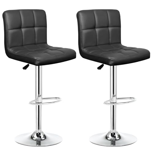 Intimate WM Heart Barhocker, 2er Set, Barstuhl, Küchenstühle mit Rückenlehne und Fußstütze, höhenverstellbar Tresenhocker, Moderner Drehhocker mit Gepolsterten Sitzkissen (Schwarz) von IntimaTe WM Heart