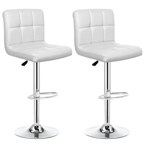 Intimate WM Heart Barhocker, 2er Set, Barstuhl, Küchenstühle mit Rückenlehne und Fußstütze, höhenverstellbar Tresenhocker, Moderner Drehhocker mit Gepolsterten Sitzkissen (Weiß) von IntimaTe WM Heart