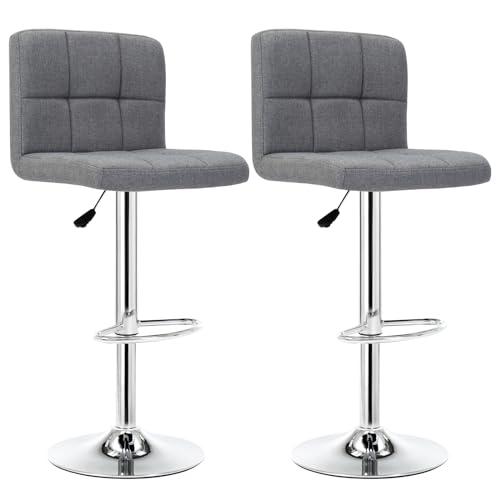 Intimate WM Heart Barhocker, 2er Set, Barstuhl, mit Samtbezug, Küchenstühle mit Rückenlehne und Fußstütze, höhenverstellbar Tresenhocker, Moderner Drehhocker mit Gepolsterten Sitzkissen (Grau) von IntimaTe WM Heart