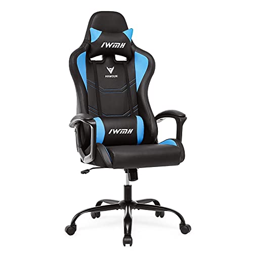 IntimaTe WM Heart Gaming-Stuhl, Gamer-Stuhl mit ergonomischer Rückenlehne, verstellbare Kopfstütze und Lendenwirbelstütze, Blau von IntimaTe WM Heart