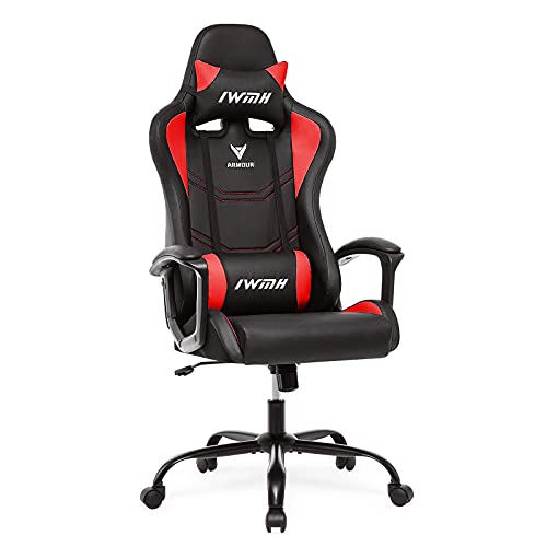 Intimate WM Heart Gaming-Stuhl, Gamer-Stuhl mit ergonomischer Rückenlehne, verstellbare Kopfstütze und Lendenwirbelstütze, Rot von IntimaTe WM Heart