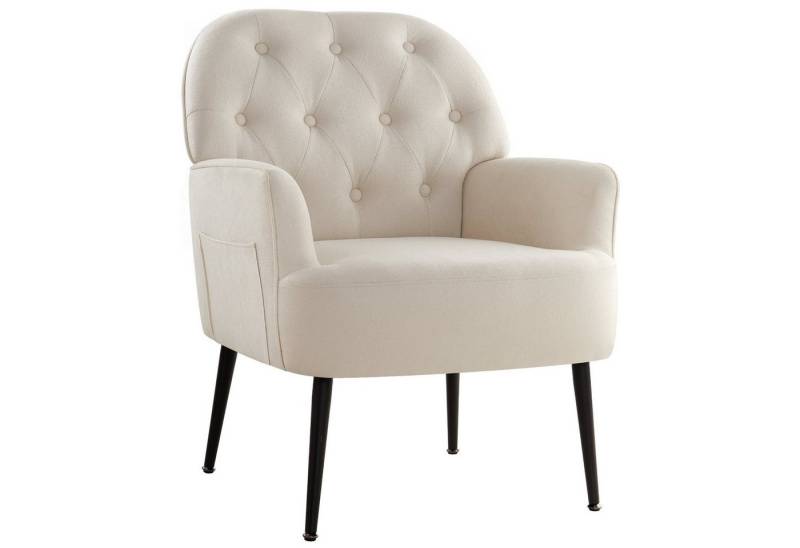 Intimate WM Heart Sessel Einzelsessel, Retro Fernsehsessel mit Metallbeinen, Leinen Loungesessel mit Armlehne für Schlafzimmer Wohnzimmer von Intimate WM Heart