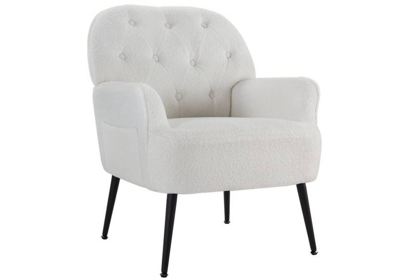 Intimate WM Heart Sessel Einzelsessel, Retro Fernsehsessel mit Metallbeinen, Teddystoff Loungesessel mit Armlehne für Schlafzimmer Wohnzimmer von Intimate WM Heart