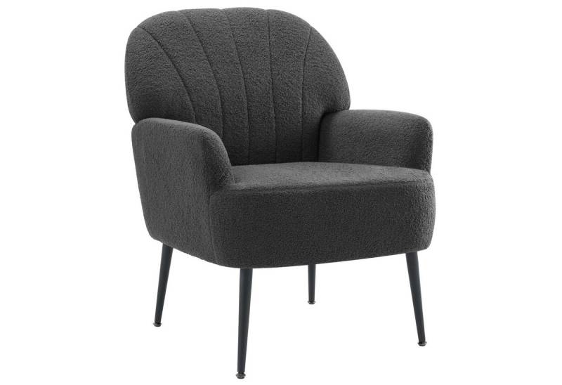 Intimate WM Heart Sessel Einzelsessel, Retro Fernsehsessel mit Metallbeinen, Teddystoff Loungesessel mit Armlehne für Schlafzimmer Wohnzimmer von Intimate WM Heart