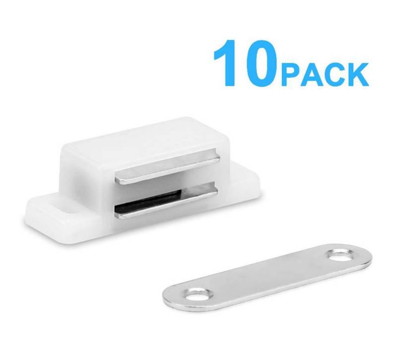 Intirilife Haftmagnetschnäpper, (10-tlg), 10x Magnetschnäpper in WEISS - Magnetischer Türschließer Möbelmagnet von Intirilife