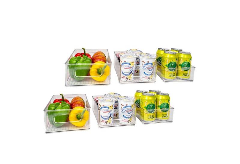 Intirilife Aufbewahrungsbox (Set, 6 St., 6-teiliges Kühlschrank Boxen Set), 6-tlg. Kühlschrank Boxen Set Durchsichtige Vorratsschrank Organizer von Intirilife
