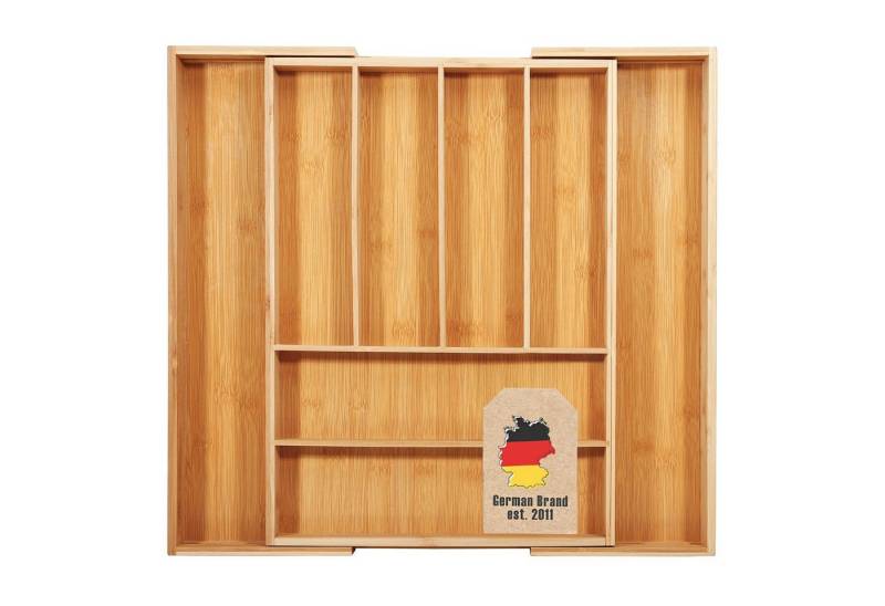 Intirilife Besteckkasten (1 St., 1x Besteckkasten), Schubladen Besteckkasten Organizer aus Bambus 8 Fächer ausziehbar von Intirilife