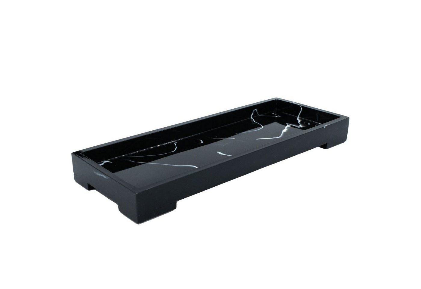 Intirilife Dekotablett (Aufbewahrungstablett WC-Ablage Servierbrett in Marmor Schwarz, 1 St), 29.5 x 11.2 x 3 cm - Kunstharz - Schutz von Oberflächen und Organizer von Intirilife