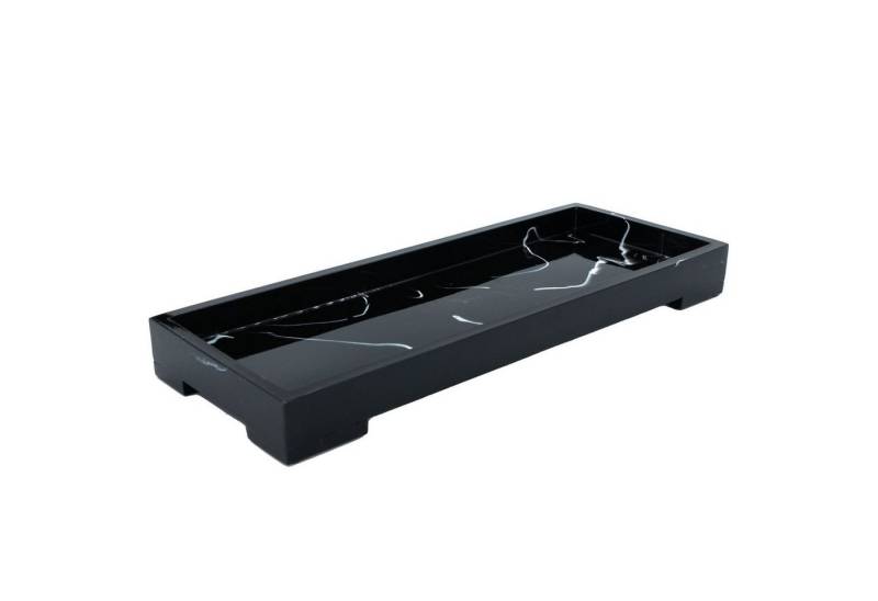Intirilife Dekotablett (Aufbewahrungstablett WC-Ablage Servierbrett in Marmor Schwarz, 1 St), 29.5 x 11.2 x 3 cm - Kunstharz - Schutz von Oberflächen und Organizer von Intirilife