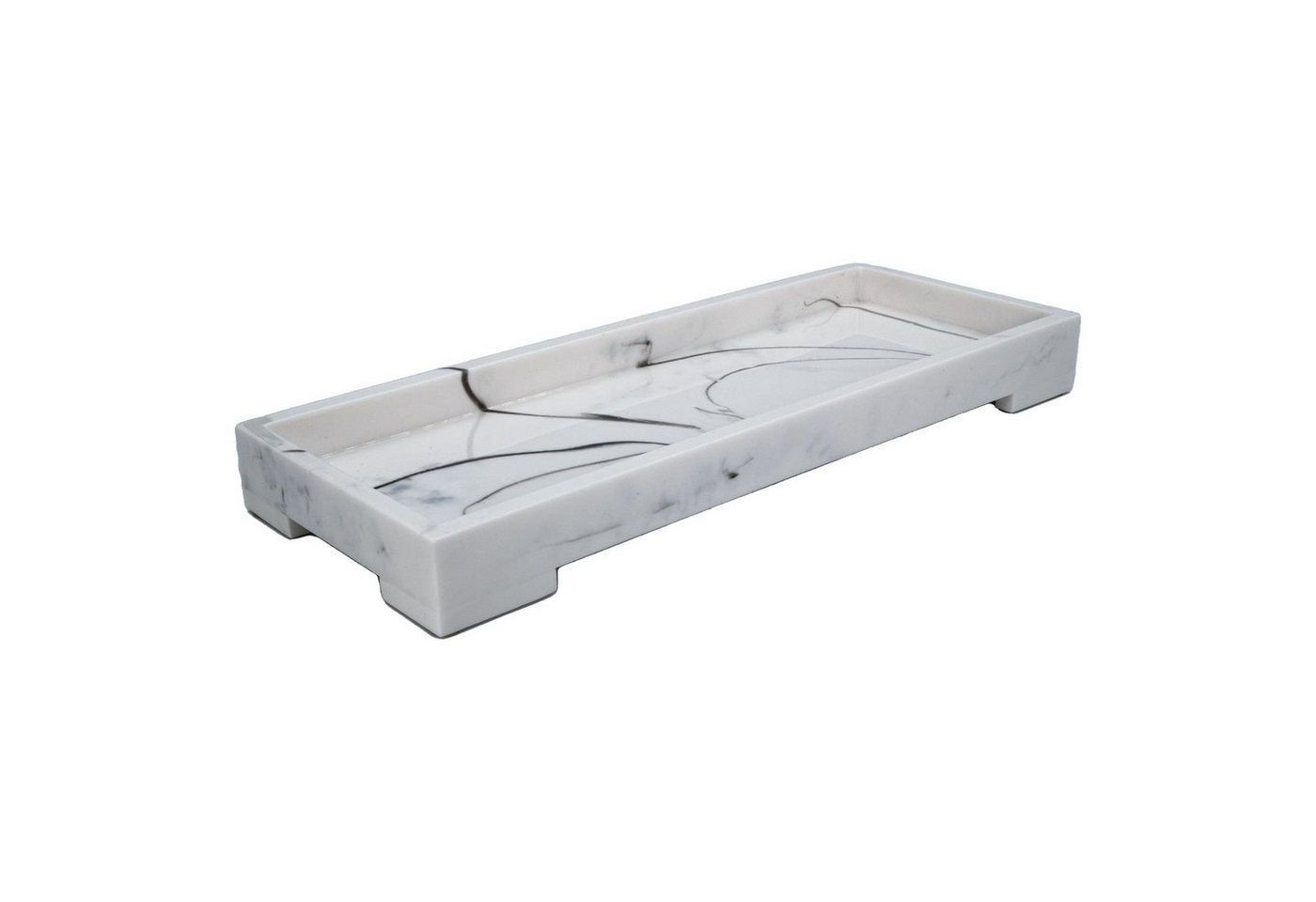 Intirilife Dekotablett (Aufbewahrungstablett WC-Ablage Servierbrett in Marmor Weiß, 1 St), 29.5 x 11.2 x 3 cm - Kunstharz - Schutz von Oberflächen und Organizer von Intirilife