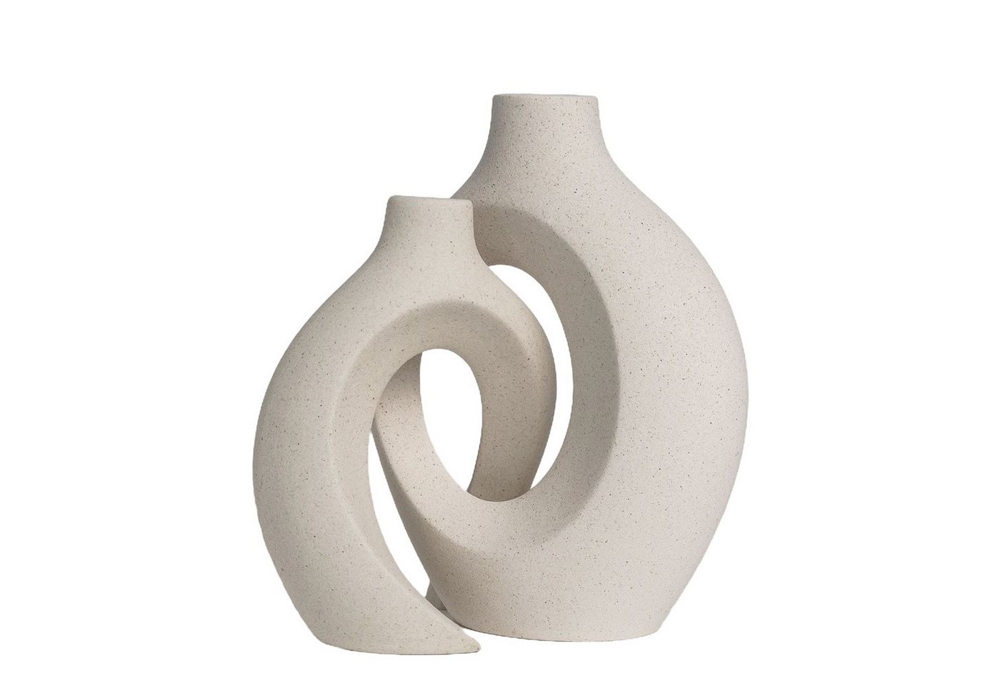 Intirilife Dekovase (Set, 2 St., 2x Keramik Vase), Vase aus Keramik mit Loch für Pampasgras Trockenblumen (2er-Set) von Intirilife