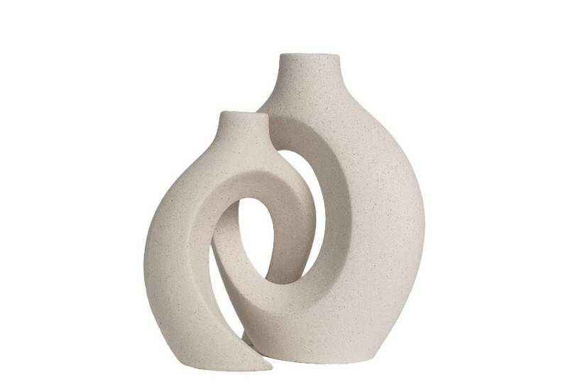 Intirilife Dekovase (Set, 2 St., 2x Keramik Vase), Vase aus Keramik mit Loch für Pampasgras Trockenblumen (2er-Set) von Intirilife