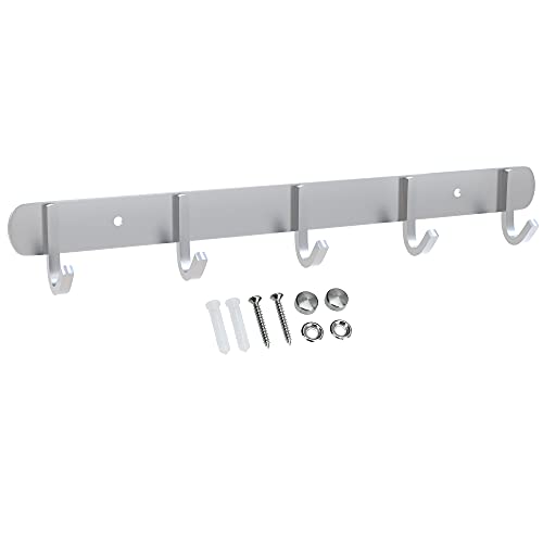 INTIRILIFE Edelstahl Garderobenleiste Modell D - 5 Haken - 38.1 x 4.7 cm - Kleiderhaken Garderobe Hakenleiste in 5 verschiedenen Designs von INTIRILIFE