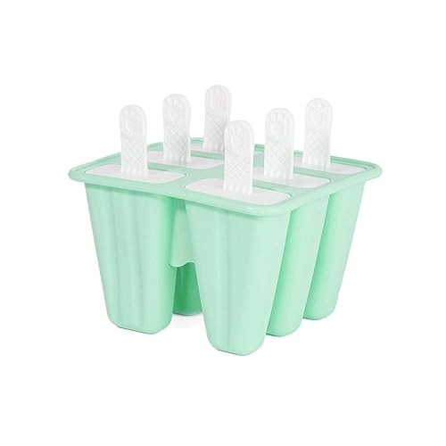 Intirilife Eisform mit 6 Mulden aus Silikon mit Stil in Grün - 14 x 12 x 9 cm - Wiederverwendbare Eiscreme Form für selbstgemachtes Eis am Stiel BPA-frei von INTIRILIFE