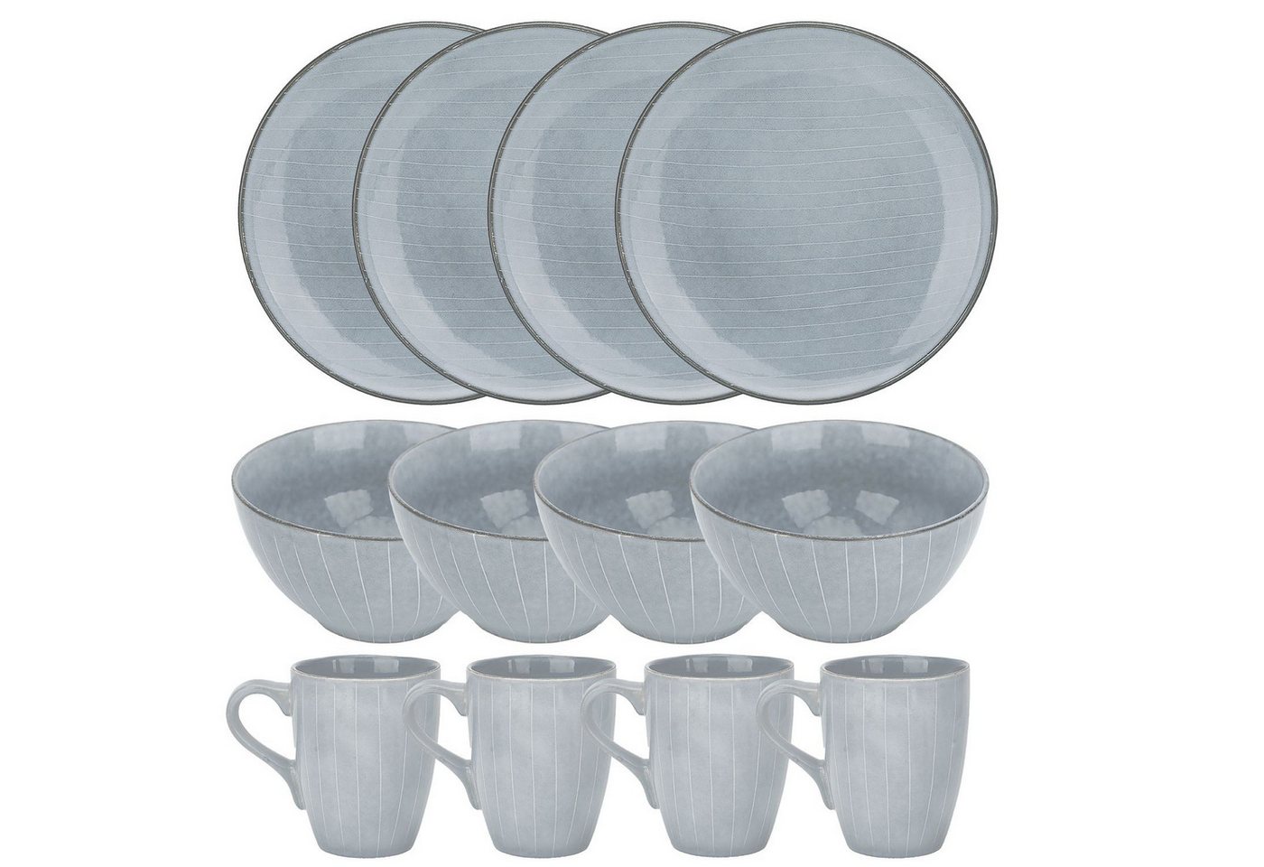 Intirilife Geschirr-Set (12-tlg), 12 Personen, Keramik, 12-teiliges Geschirrset für Frühstück Mittag- und Abendessen Dinnerset von Intirilife