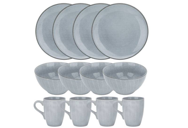 Intirilife Geschirr-Set (12-tlg), 12 Personen, Keramik, 12-teiliges Geschirrset für Frühstück Mittag- und Abendessen Dinnerset von Intirilife