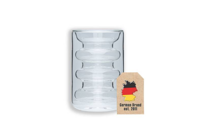 Intirilife Gläser-Set, Glas, Doppelwandiges Thermo Glas - Rillen Style - 190ml Teeglas Kaffeeglas von Intirilife
