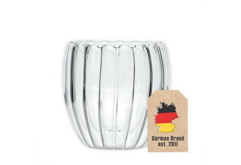 Intirilife Gläser-Set, Glas, Doppelwandiges Thermo Glas - Striped Style - 190ml Teeglas Kaffeeglas Intirilife Gläser-Set, Glas, Doppelwandiges Thermo Glas - Striped Style - 190ml Teeglas Kaffeeglas von Intirilife