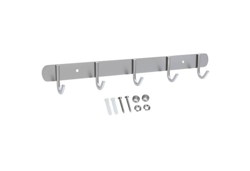 Intirilife Hakenleiste, (Garderobenleiste Modell E - 5 Haken, 1 St), Kleiderhaken Garderobeleiste Edelstahl von Intirilife