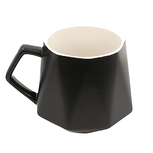 INTIRILIFE Kaffee Tasse in Feinschliff Optik in Schwarz mit 350 ml Füllmenge - 13 x 10.5 x 9.2 cm - Tee Tasse Becher mit Henkel Trinkbecher für Kaffee, Tee, Milch, Kakao und vielem mehr von INTIRILIFE