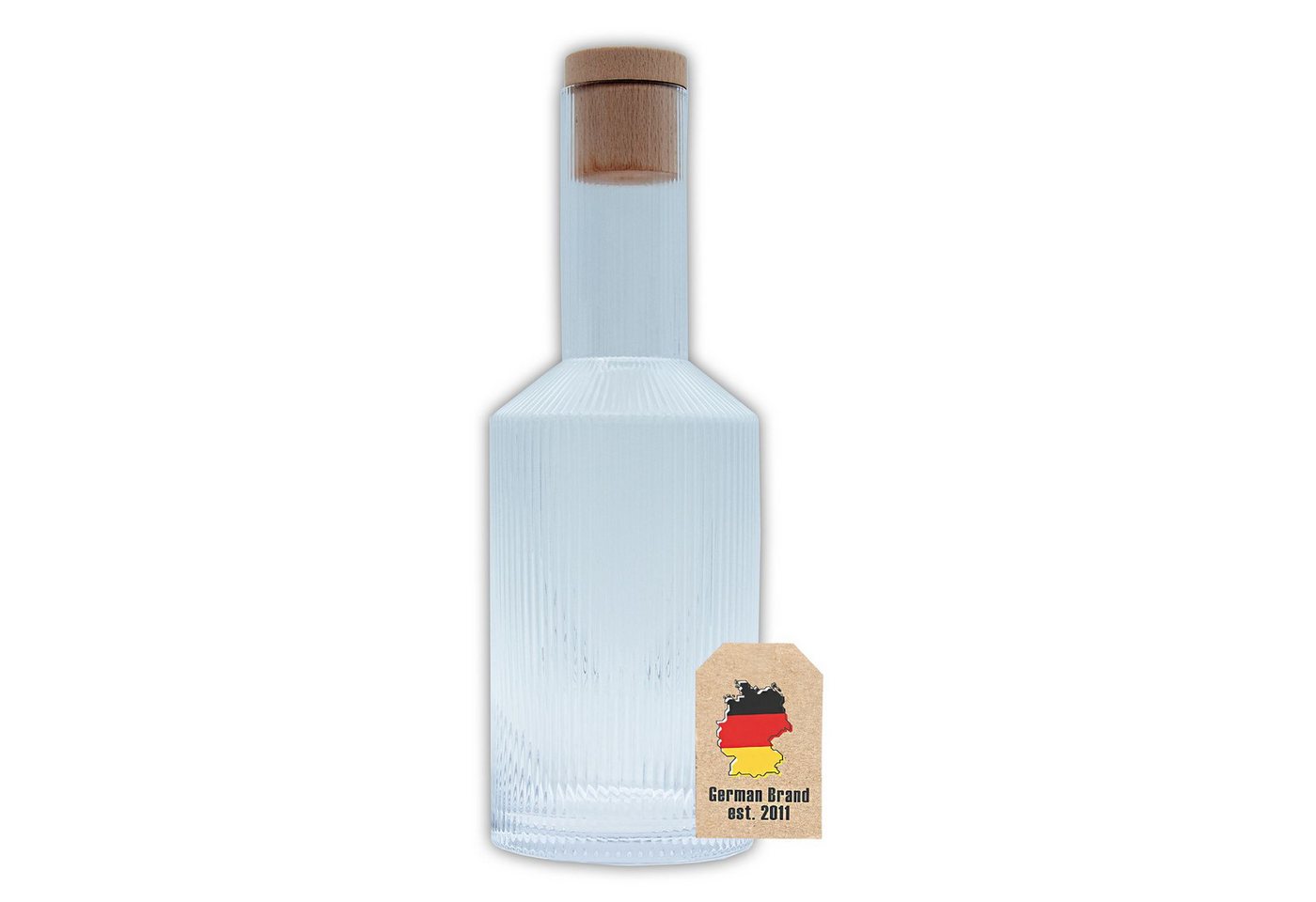 Intirilife Karaffe, (1-tlg., 1x Glaskaraffe mit goldenen Rand und Korken), Glaskaraffe mit goldenen Rand und Korken 1.7 L Kristall Krug Karaffe von Intirilife
