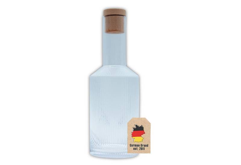 Intirilife Karaffe, (1-tlg., 1x Glaskaraffe mit goldenen Rand und Korken), Glaskaraffe mit goldenen Rand und Korken 1.7 L Kristall Krug Karaffe von Intirilife