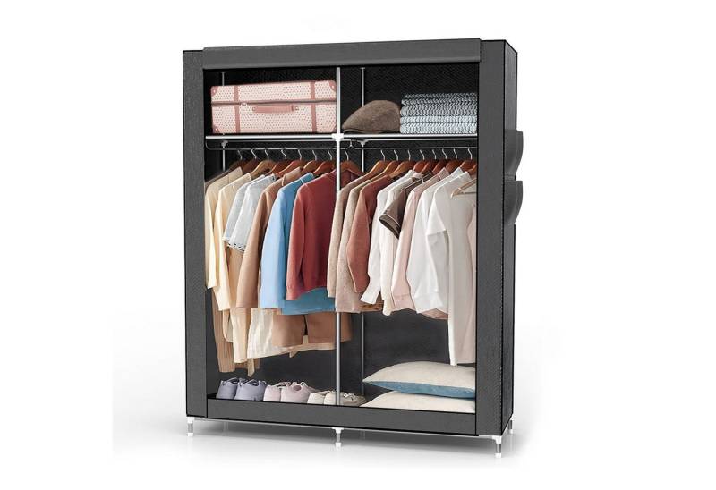 Intirilife Kleiderschrank (Faltschrank 108x170x45 cm in ASCH GRAU, 1-St) Stoffschrank mit Reißverschluss, Kleiderschrank mit Stange und Fächer von Intirilife