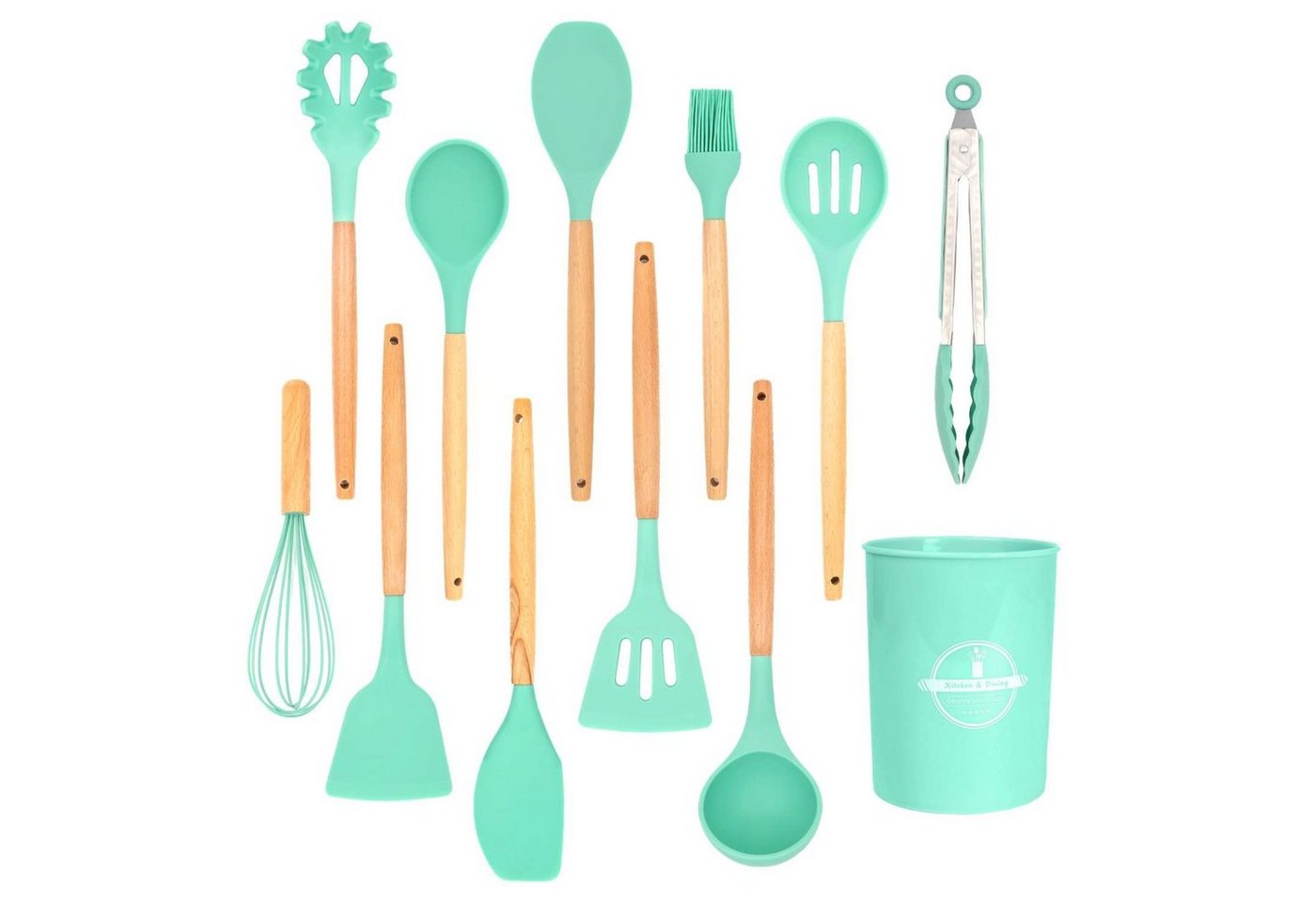 Intirilife Kochbesteck-Set (Set, 12-tlg., Set), Küchenutensilien Set Zange Schneebesen Pfannenwender Schöpfkelle von Intirilife