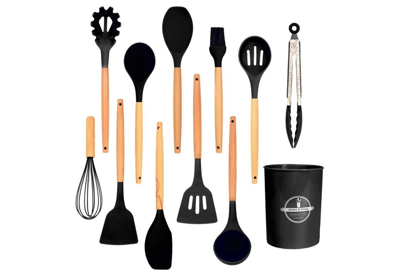 Intirilife Kochbesteck-Set (Set, 12-tlg., Set), Küchenutensilien Set Zange Schneebesen Pfannenwender Schöpfkelle von Intirilife