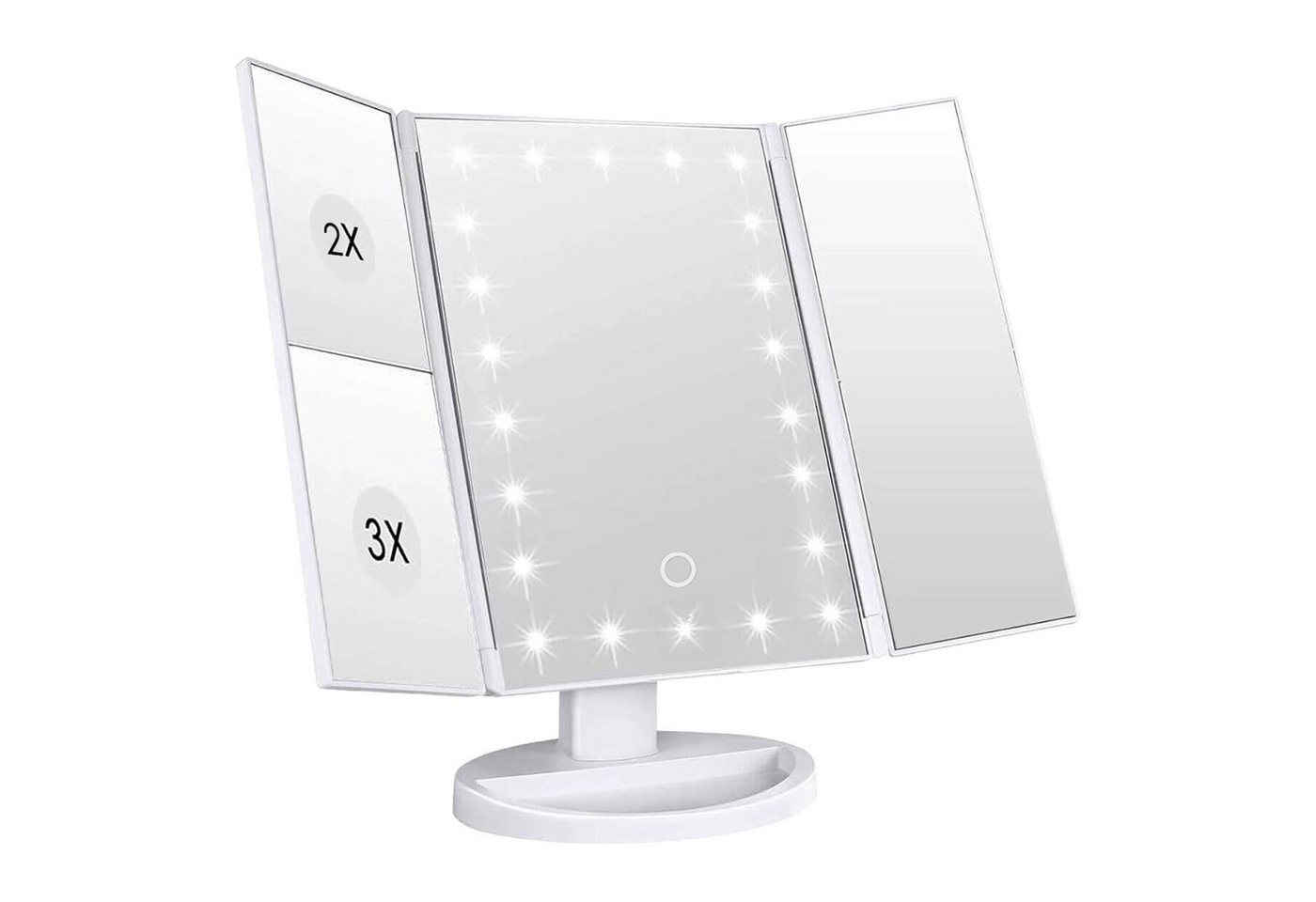 Intirilife LED-Lichtspiegel (Schminkspiegel mit LED in Weiß), Beleuchteter Kosmetikspiegel Makeup Tischspiegel von Intirilife